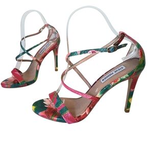 Steve Madden Sandals Women's Size 8 Floral‎ 3 3/4 inch Heels Multicolor Strappy
